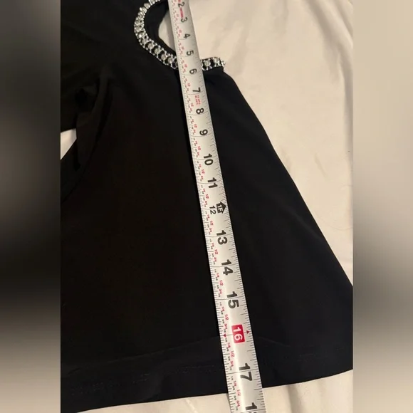 Black Dress with Rhinestone Cutouts 3/4 sleeves Size Medium - Picture 8 of 9